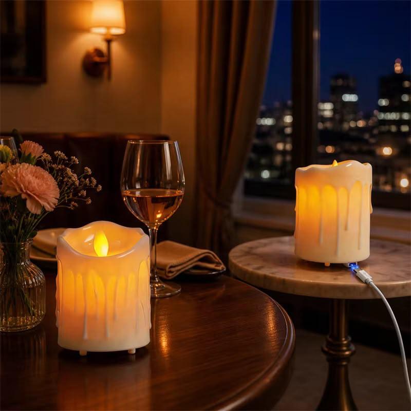 5 pcs set Dripping Wax Look LED Candles