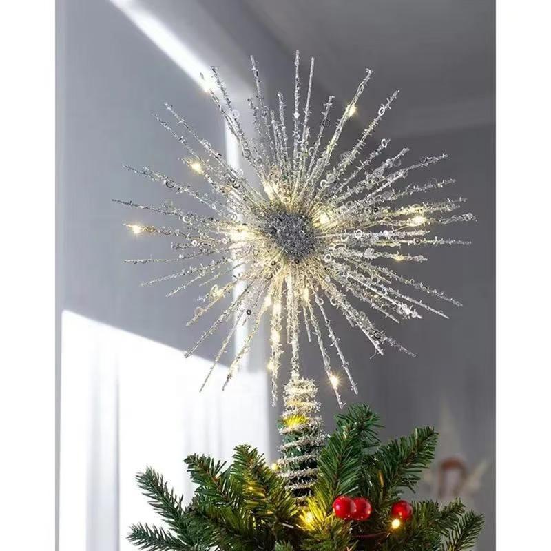 LED CRYSTAL TREE TOPPER WITH LIGHT BATTERY POWERED