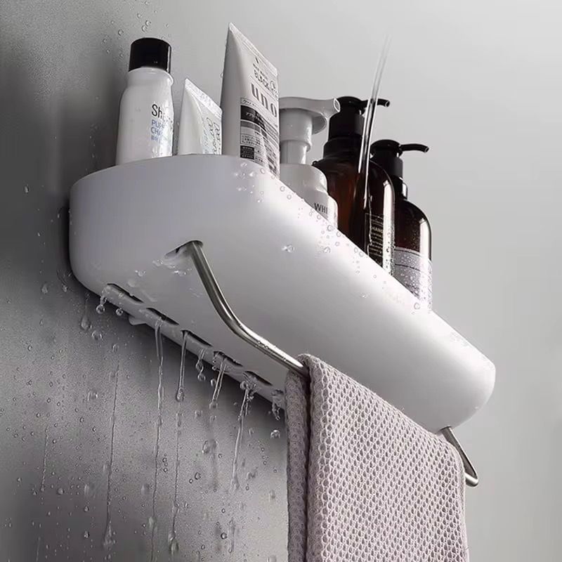 Wall Mounted Shower Caddy With Towel Rail