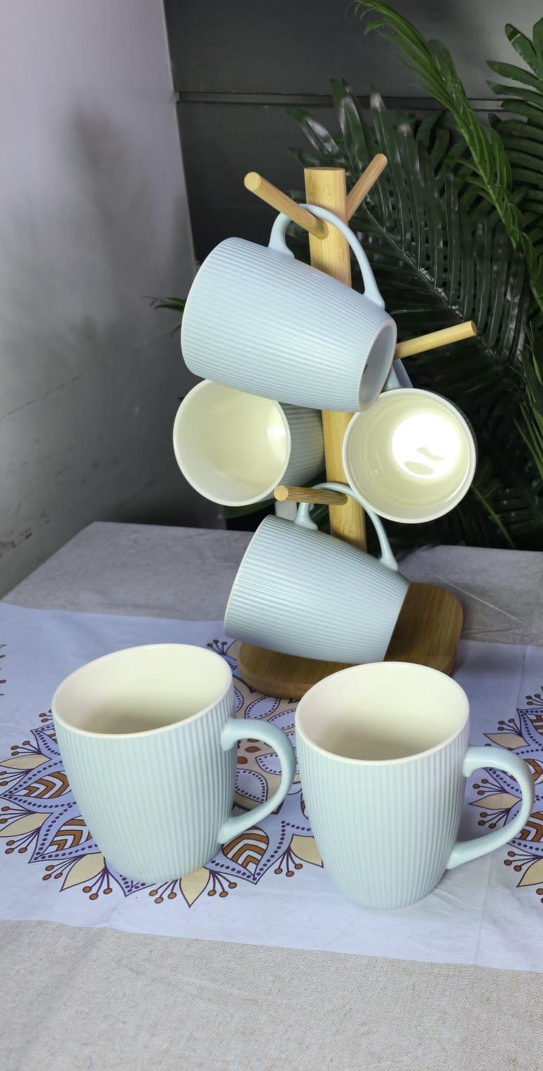 Stripped Ceramic Mugs – 6-Piece Set