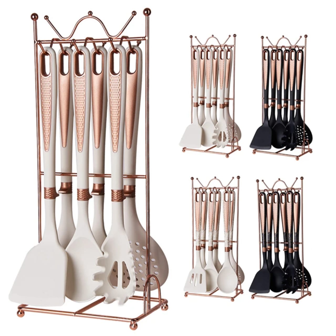 7pcs High Quality Silicon Kitchen set with storage Rack.
