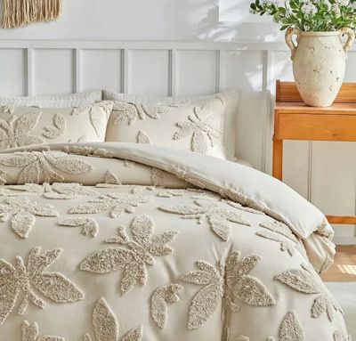 3pc set 3D embroider butterfly tufted duvet cover set