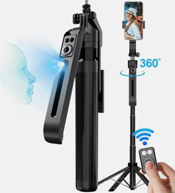 C12 AI Tracking Selfie Stick and Tripod with lights