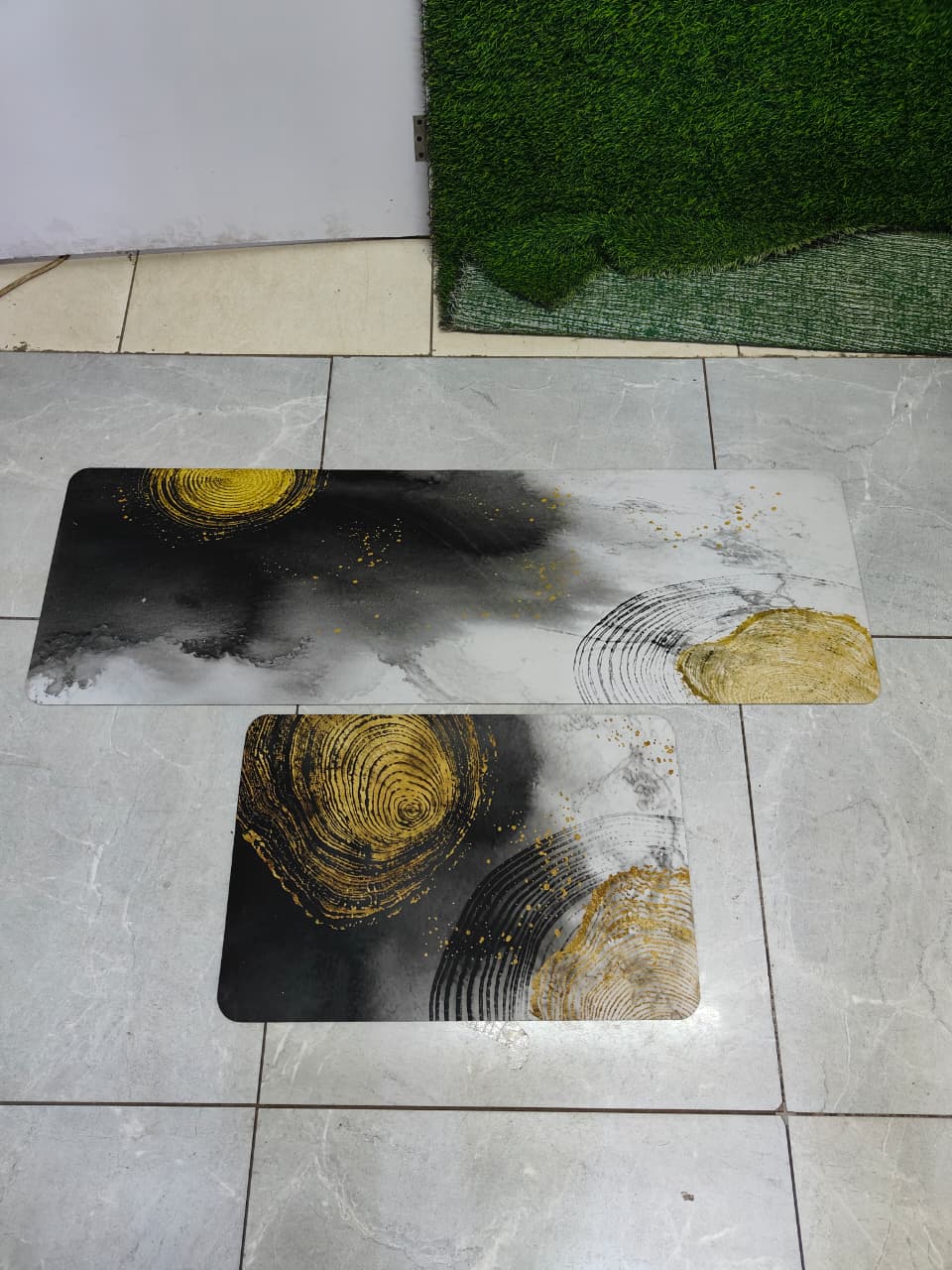 High quality HEAVY grip Rubber underside floor 2pcs set 3D kitchen mat ANTI SLIP
