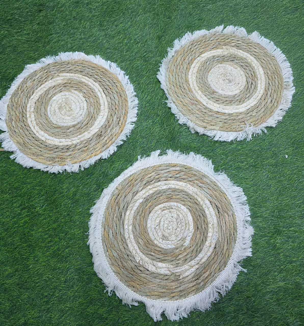 6pcs Modern Woven Round Rattan Placemats