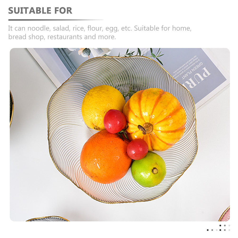 Gold Rim Glass Salad Bowl Set