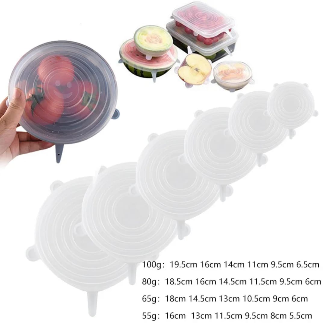 6 PCS Reusable Silicone Covers Caps