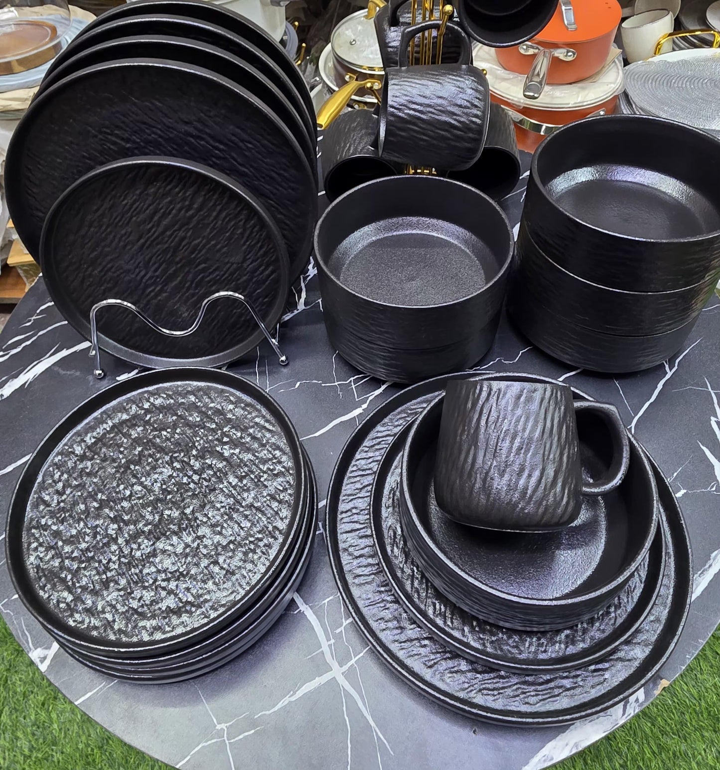 24pcs Rock Glazed Ceramic Dinner Set