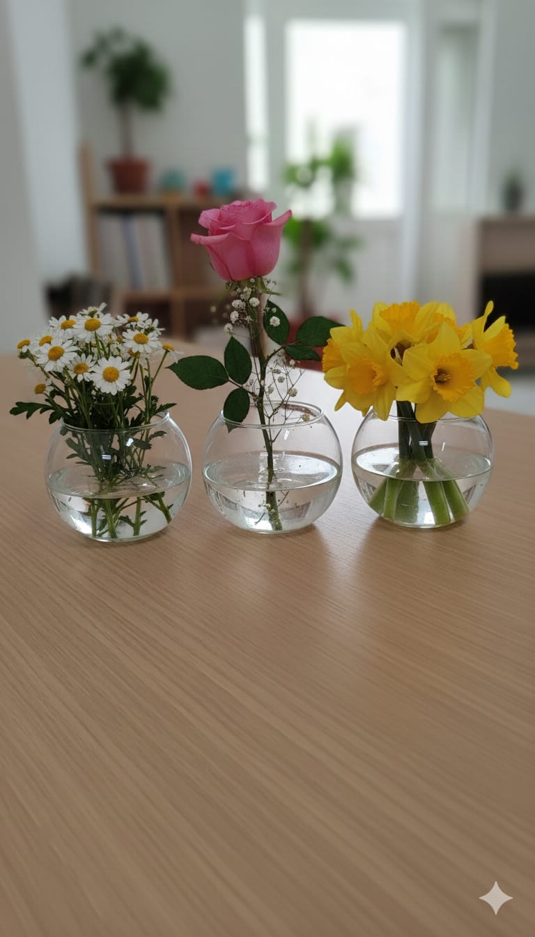 3pc Glass fish bowl bubble vase