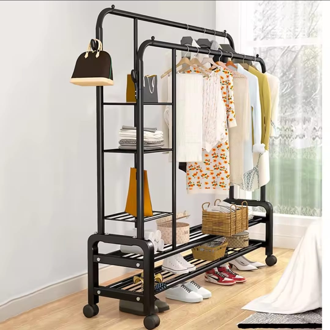 Double Layer Garment Rack Floor