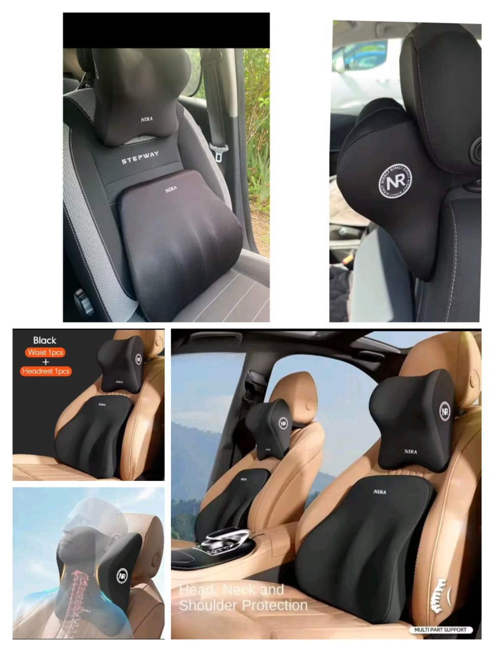 2ps set Car headrest and backrest lumbar support