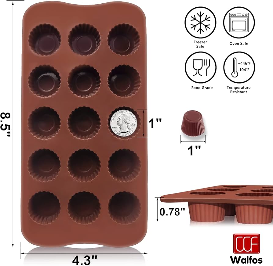 15 slot chocolate, candy, ice cream or ice cubes silicone moulds