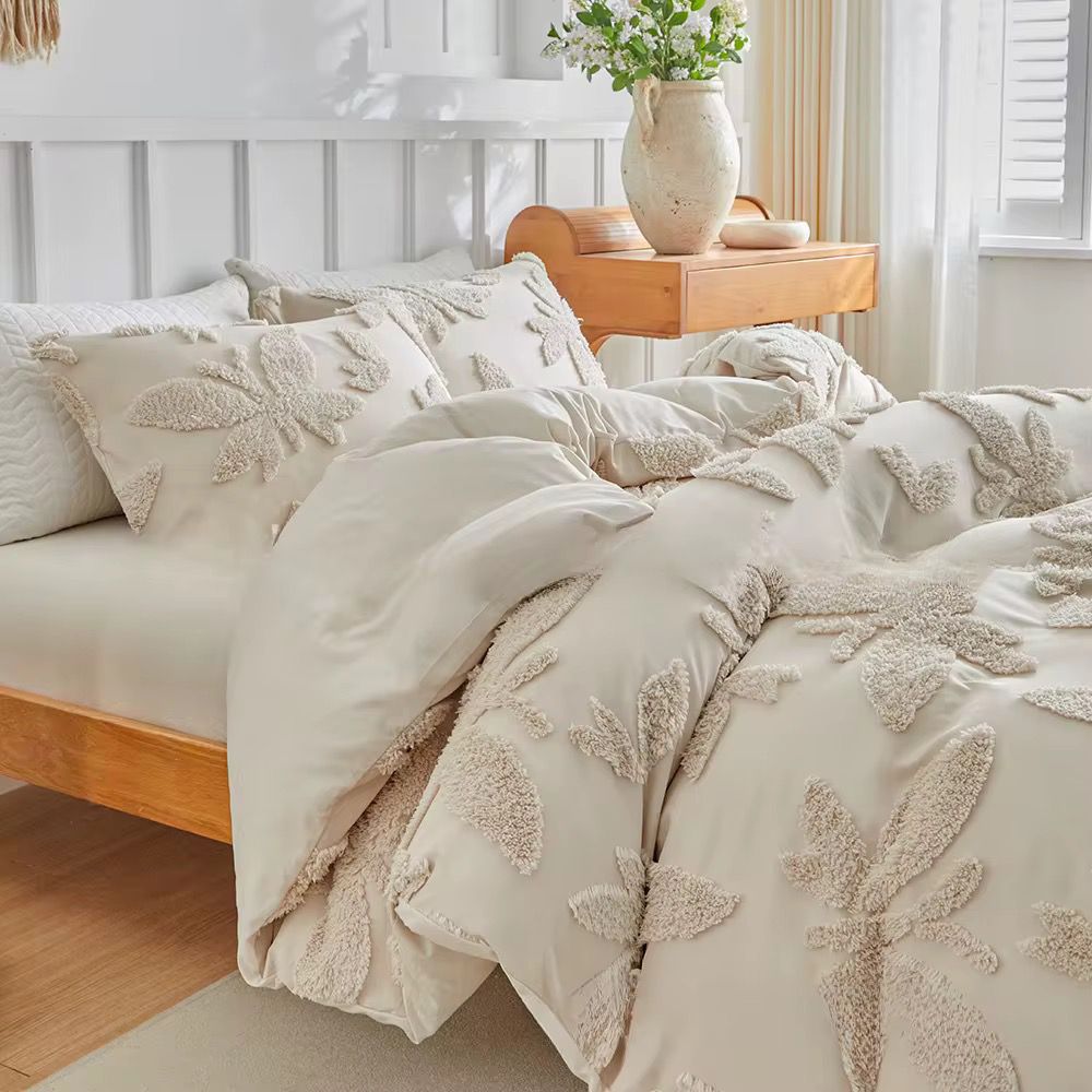 3D embroider butterfly tufted duvet cover 3pc set