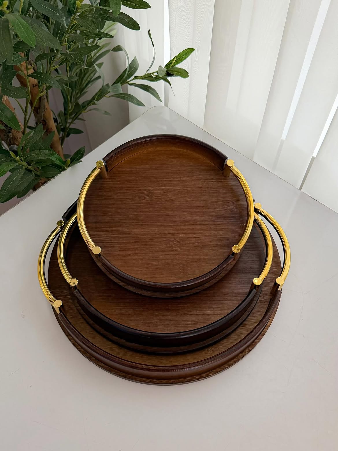 3pc Multi-functional Bamboo Food serving Trays for Household use/Decor.
