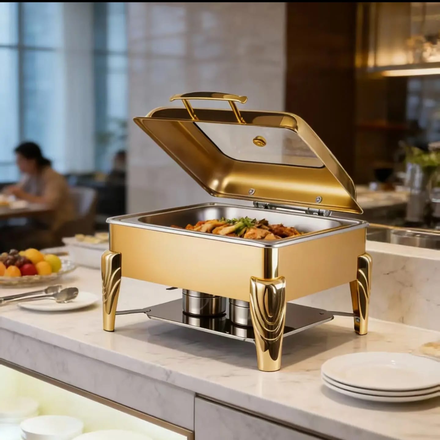 6.0L Square Hydraulic Stainless steel Chaffing Dish Buffet