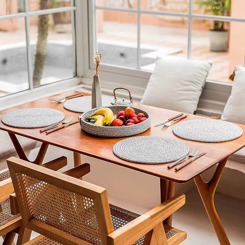5 pcs set Round cotton rope woven non slip heat resistant table mat
