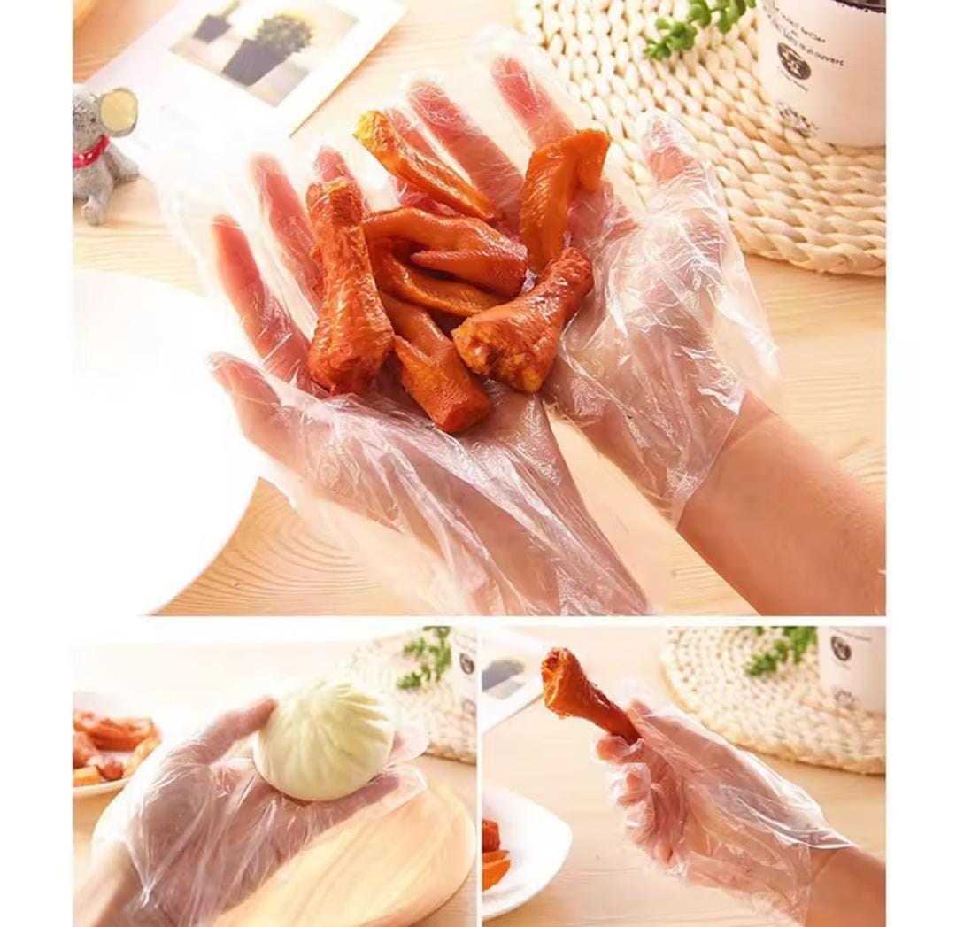 100pcs Food grade disposable kitchen clear gloves