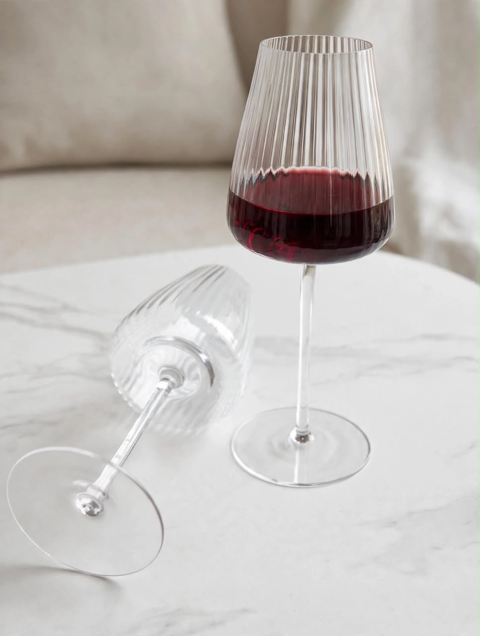 Our 2pc Ribbed long stem Wine Glasses - 500ml