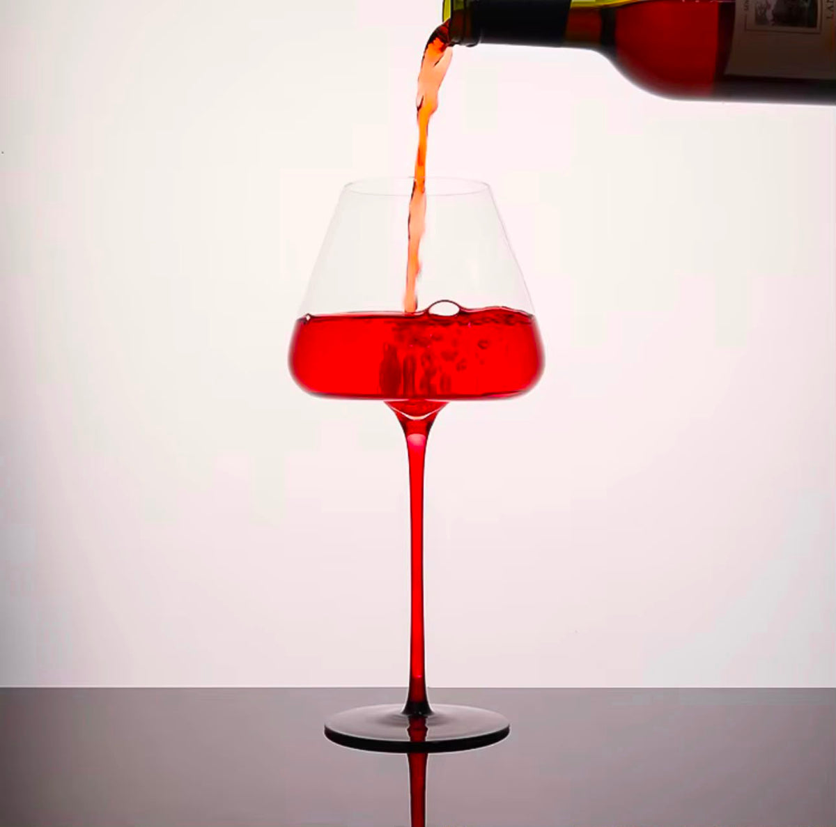 600ML Red long Stem Wine Glass 600mls 2pc