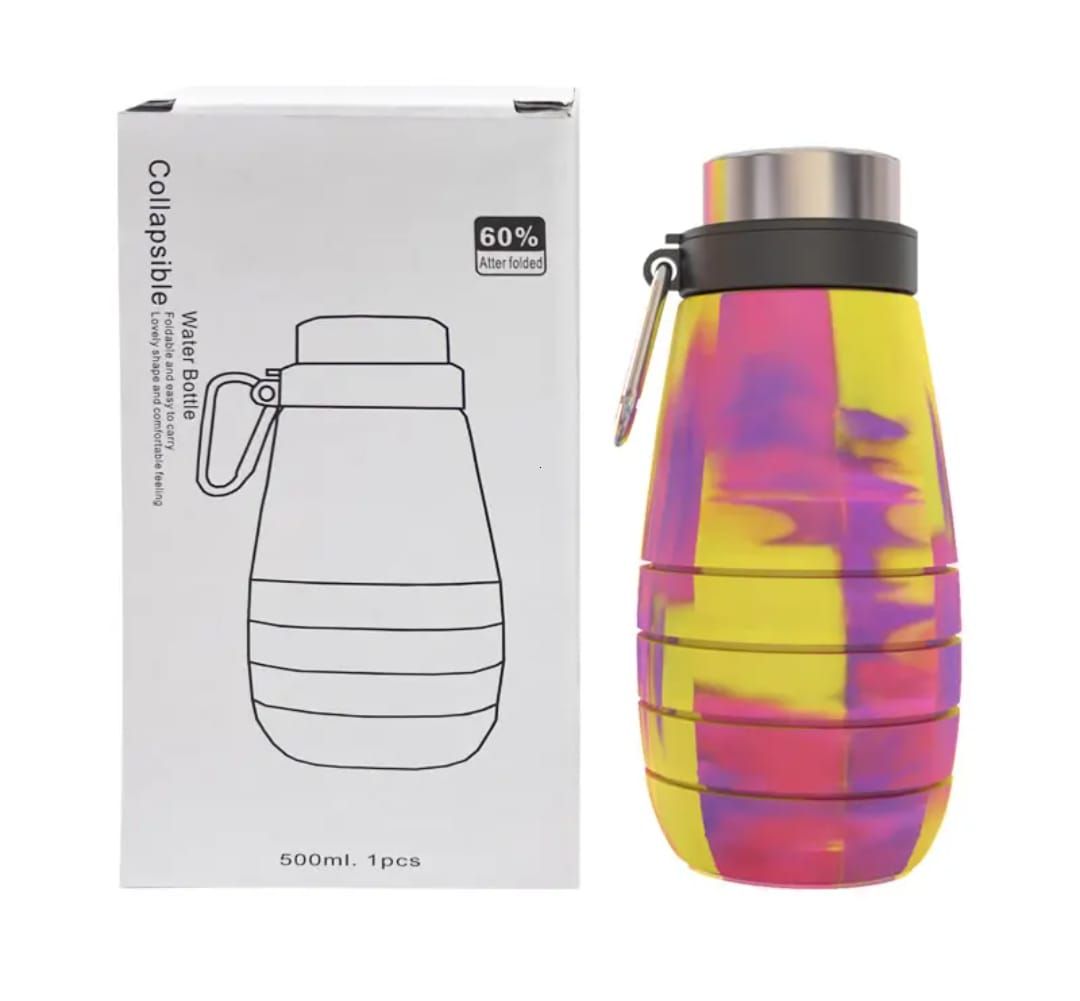Portable silicone folding water bottle