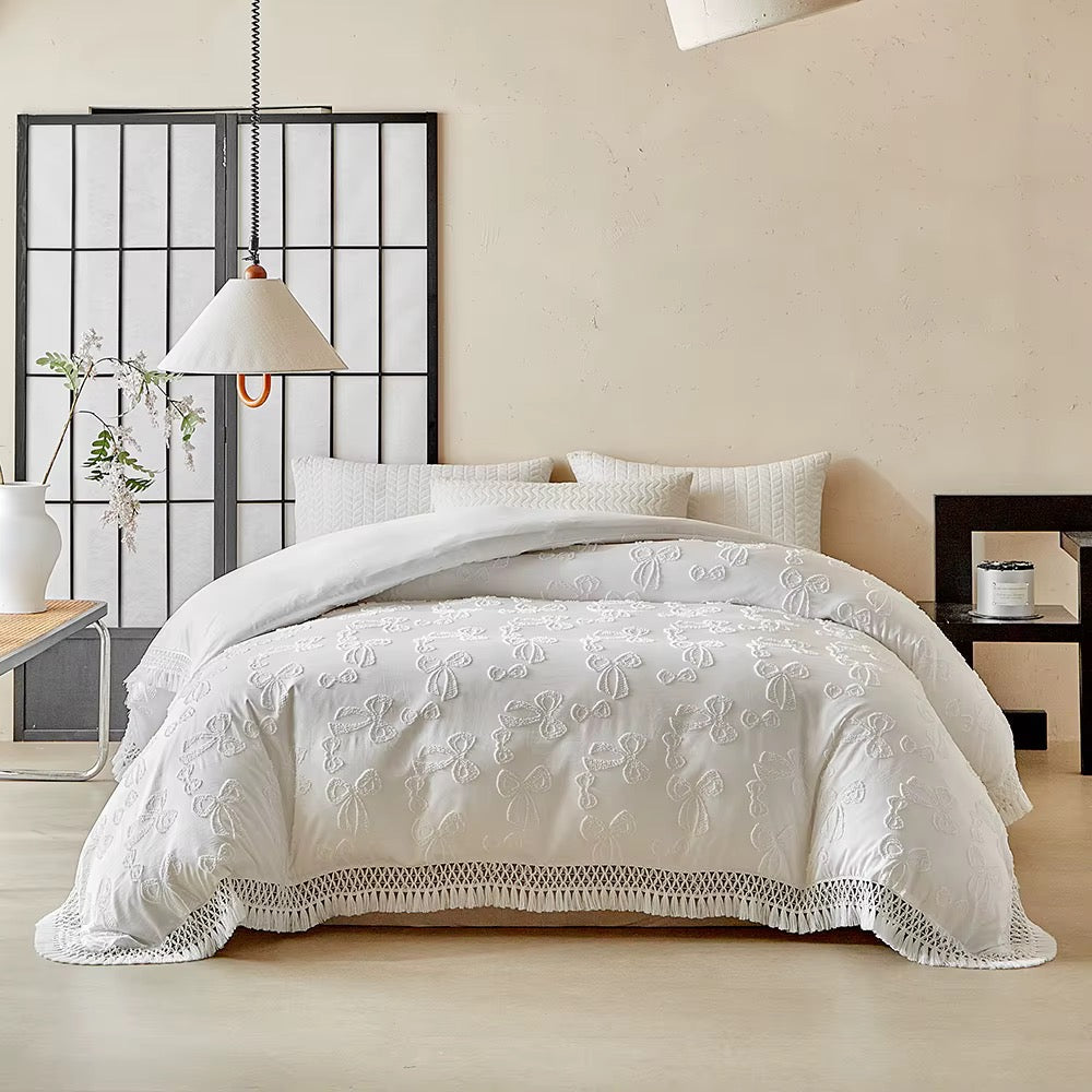 Bow Knot Floral Premium 4 pc duvet cover set