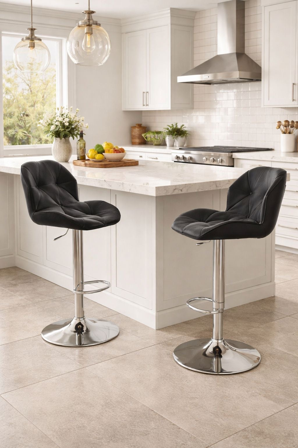 Pure Leather Adjustable Bar Stool