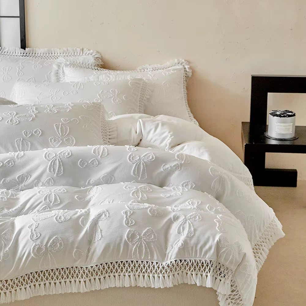 Bow Knot Floral Premium 4 pc duvet cover set