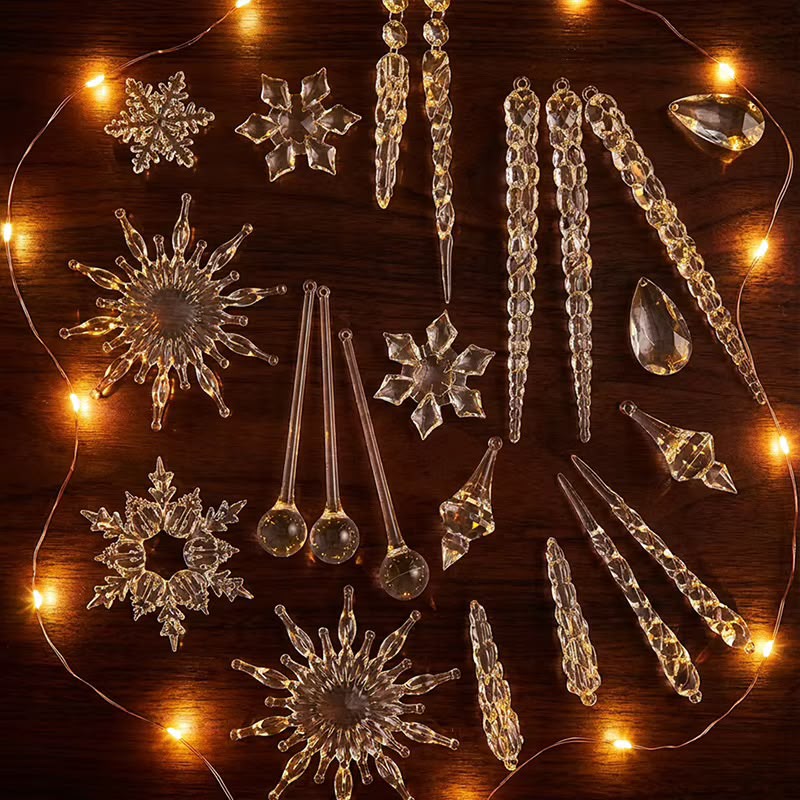 Transparent Christmas Tree Ornaments / Crystal Pendant-18pcs