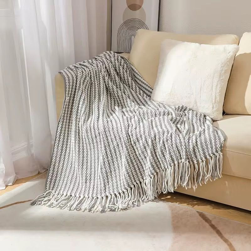 Boho embroidered throw blanket