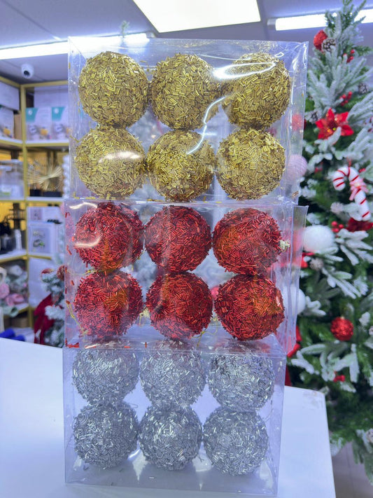 8cm glitter ornaments/ Christmas ball (6 pcs)