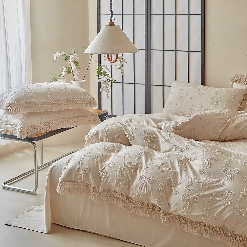 Bow Knot Floral Premium 4 pc duvet cover set