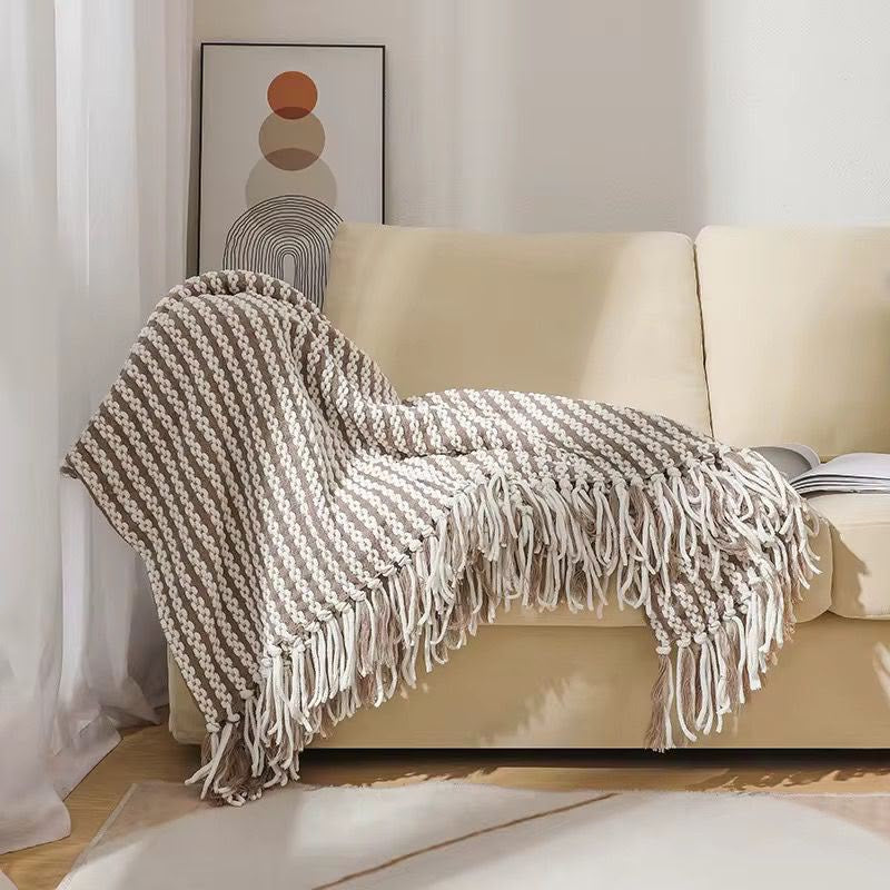 Boho embroidered throw blanket
