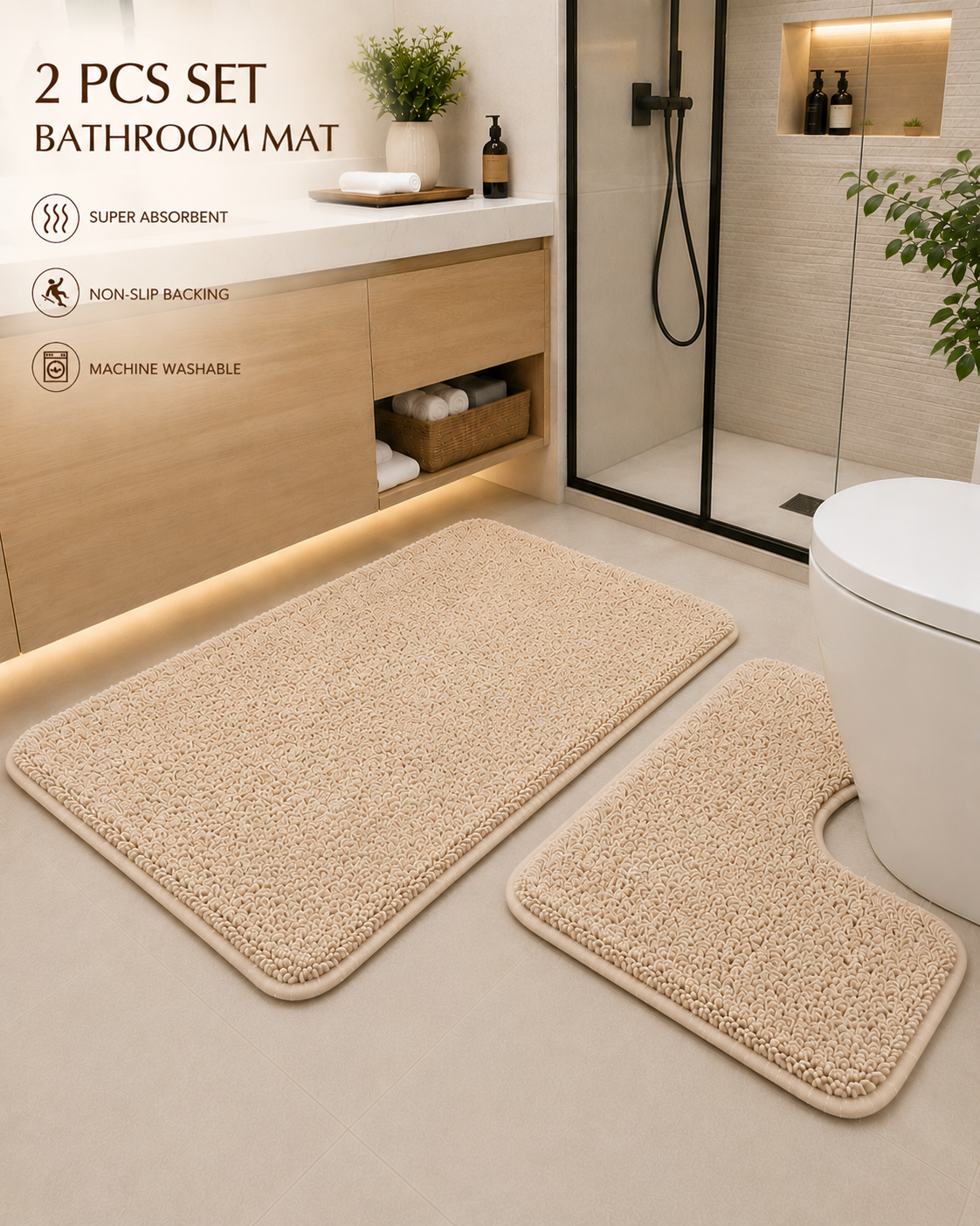 2 pcs Set Bathroom Mat
