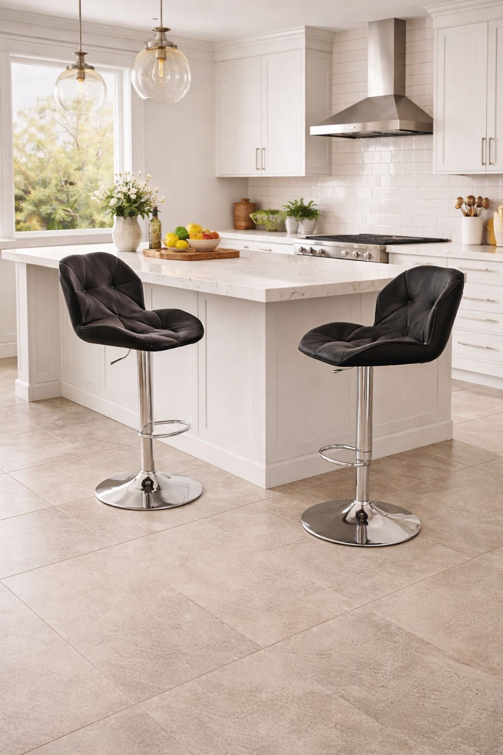 Pure Leather Adjustable Bar Stool