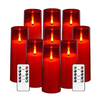 Hot red acrylic flameless LED candle (9pcs set)