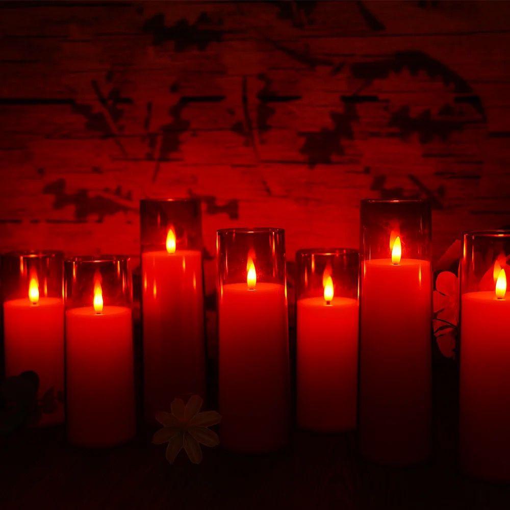 Hot red acrylic flameless LED candle (9pcs set)