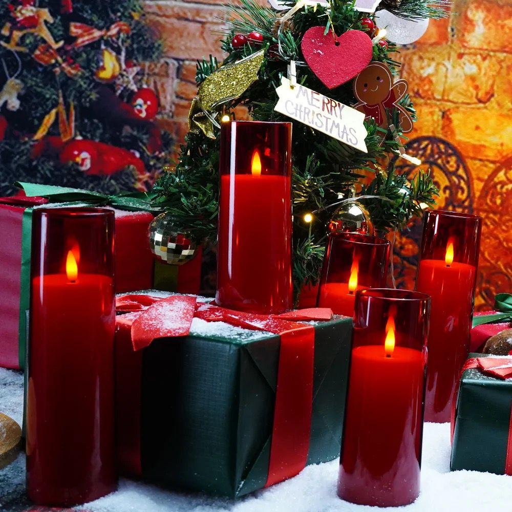Hot red acrylic flameless LED candle (9pcs set)