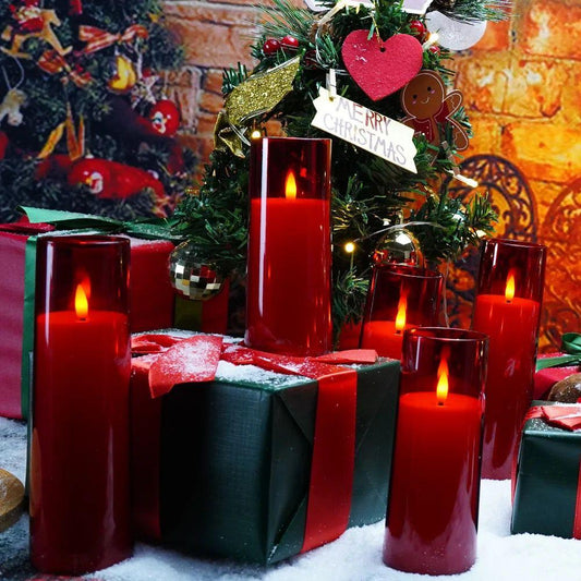 Hot red acrylic flameless LED candle (9pcs set)