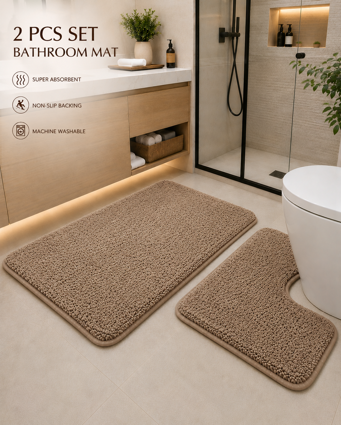 2 pcs Set Bathroom Mat