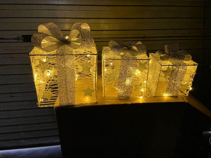 3pcs set lighted gift box  "AA battery powered"