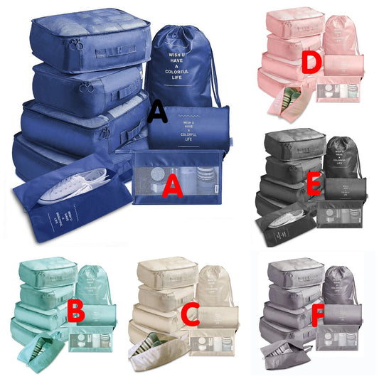 8pcs Luggage Travel Organizers For Suitcase With Toiletry Case