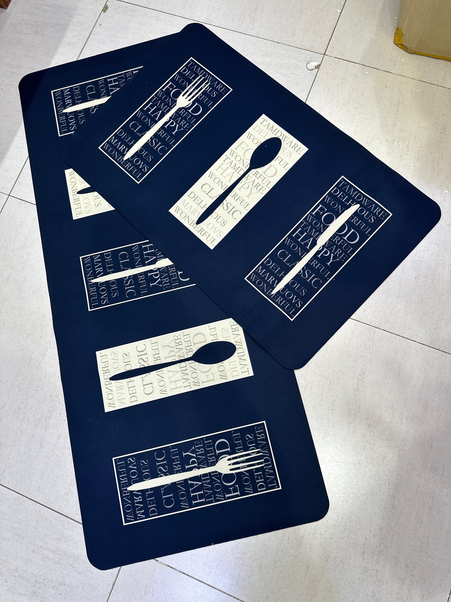 High Quality 2PC Rubber Kitchen Mats (utensils print)