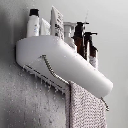 Wall Mounted Shower Caddy With Towel Rail