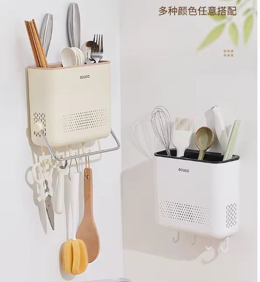 Multi Functional Kitchen Cutlery Storage Rack Drainer (White)