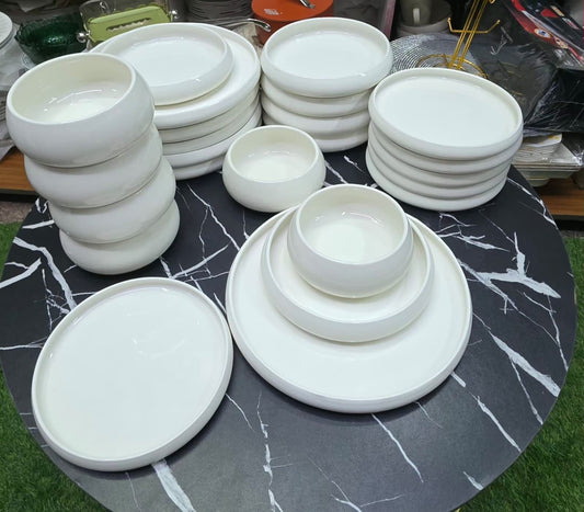 24pcs Elegant White Ceramic Dinner Set