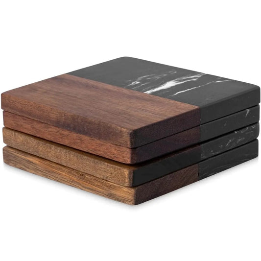 Marble and Wood Coasters