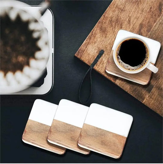 Marble and Wood Coasters
