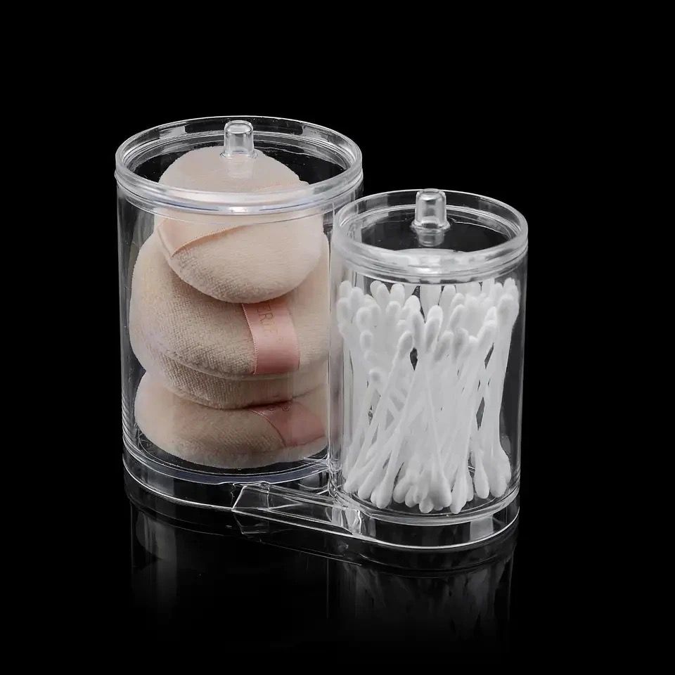 Double Barrel Acrylic Cotton Swab Storage Box