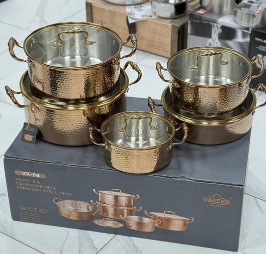 10PCS SET High Quality Tripply S / S Stainless Steel Cookware Set
