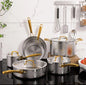 10 PCS Cookware Set with Hammered Patterned Design